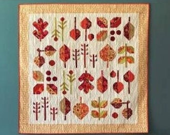 Quilt Pattern, Leaf Press, Fat Eighths Friendly, Square Quilt, Wall Hanging, Lap Quilt, Autumn Decor, Pillows, Robin Pickens, PATTERN ONLY