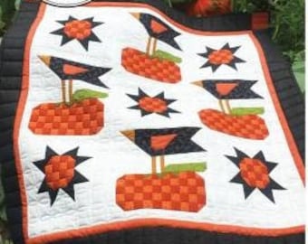 Quilt Pattern, My Crow Garden, Patchwork, Pumpkins, Wall Hanging, Fall Decor, Karen M. Walker, Laugh Yourself Into Stitches, PATTERN ONLY