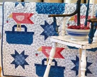 Quilt Pattern, Cherry Pick'n, Stars, Crows, Pieced Patchwork, Red, White & Blue, Karen M. Walker, Laugh Yourself Into Stitches, PATTERN ONLY