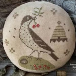 Counted Cross Stitch Pattern, Sweetness of Spring Pinkeep, Primitive Pincushion, Strawberry Pinkeep, Scattered Seed Samplers, PATTERN ONLY