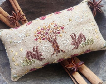 Counted Cross Stitch Pattern, Hares in the Breeze, Pillow Ornament, Wildlife Motifs, Autumn Decor, Mojo Stitches, PATTERN ONLY