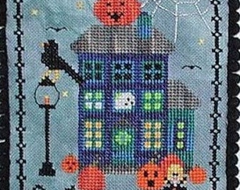 Counted Cross Stitch Pattern, Murky Manor, Halloween Decor, Pillow Ornament, Bowl Filler, Ghosts, Crows, Praiseworthy Stitches, PATTERN ONLY