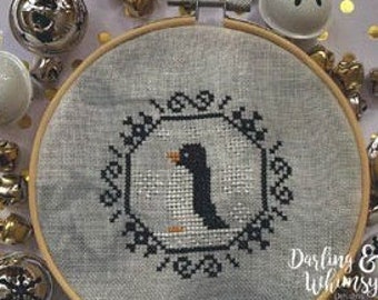 Counted Cross Stitch Pattern, Quirky Quaker Penguin, Country Rustic, Pillow Ornament, Bowl Filler, Darling & Whimsy Designs, PATTERN ONLY