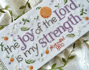 Counted Cross Stitch Pattern, Choose Joy, Religious, Nehemiah 8:10, Pillow Ornament, Bowl Filler, Sweet Wing, PATTERN ONLY
