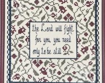 Counted Cross Stitch Pattern, Only Be Still, Exodus 14:14, Inspirational, Scriptural Sampler, Florals, My Big Toe Designs, PATTERN ONLY