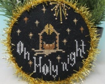 Counted Cross Stitch Pattern, Oh Holy Night, Christmas Ornament, Star, Religious, Hymn, Birds, KiraLyn's Needlearts, PATTERN ONLY