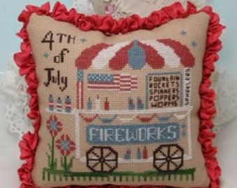 Counted Cross Stitch Pattern, Fireworks Stand, Patriotic Decor, U S Flag, Roadside Stand, KiraLyn's Needlearts, PATTERN ONLY
