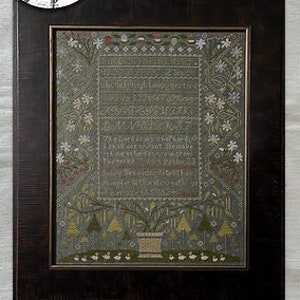 Counted Cross Stitch Pattern, Green Bean Sampler, Jenny Bean&#39;s Garden, Reproduction Sampler, Psalm 23, Shakespeare&#39;s Peddler, PATTERN ONLY