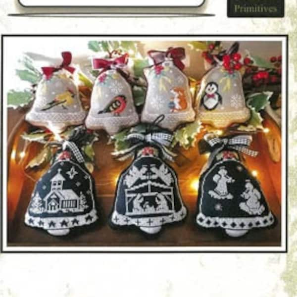 Counted Cross Stitch Pattern, Christmas Bells, Pillow Ornaments, Bowl Fillers, Nativity Scene, Penguin, Twin Peak Primitives, PATTERN ONLY