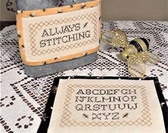 Counted Cross Stitch Pattern, Always Bee Alphabet, Always Bee Stitching, Primitive Decor, Alphabet Sampler, The Nebby Needle, PATTERN ONLY