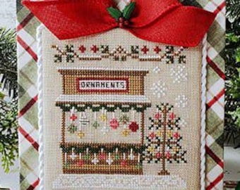 Counted Cross Stitch, Christmas Market, Ornament Stand, Farmer's Market, Evergreens, Holly, Country Cottage Needleworks, PATTERNS ONLY