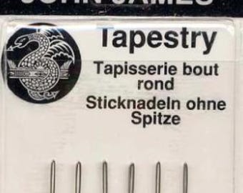 Embroidery Needles, Tapestry Needles, John James, #26 or #28, Cross Stitch Needles, Metal Needles, Heirloom Embroidery, Fine Point Needles