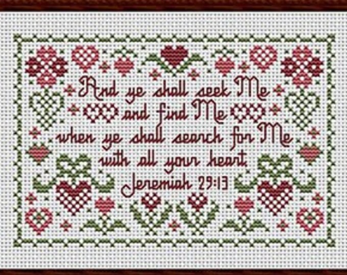 Counted Cross Stitch Pattern, With All Your Heart, Inspirational ...