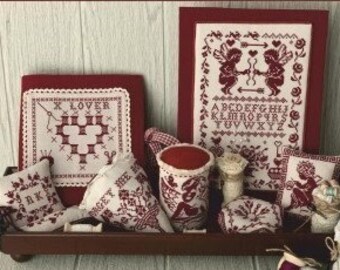 Counted Cross Stitch Pattern, Red Smalls 2024, Monochromatic, Bowl Fillers, Pillow Ornaments, Valentines, Twin Peak Primitives, PATTERN ONLY