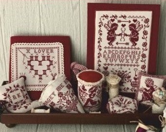 Counted Cross Stitch Pattern, Red Smalls 2024, Monochromatic, Bowl Fillers, Pillow Ornaments, Valentines, Twin Peak Primitives, PATTERN ONLY