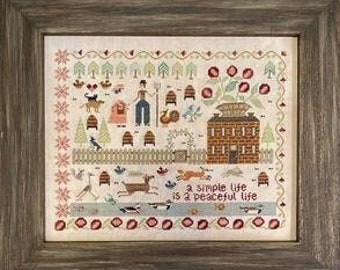 Counted Cross Stitch Pattern, Simple Life, Home Decor, Nature Scene, Ducks, Deer, Flowers, Trees, Teresa Kogut, PATTERN ONLY