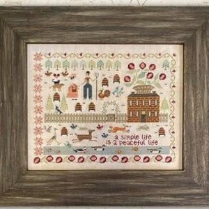 Counted Cross Stitch Pattern, Simple Life, Home Decor, Nature Scene, Ducks, Deer, Flowers, Trees, Teresa Kogut, PATTERN ONLY