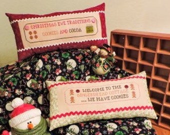 Counted Cross Stitch Pattern, Christmas Traditions, Tuck Pillows, Hot Cocoa, Gingerbread Men, Boulder Valley Stitching, PATTERN ONLY