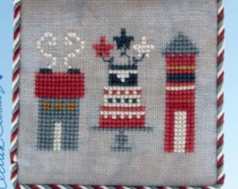 Counted Cross Stitch Patter, Patriotic Frill, Red, White, & Blue, Pillow Ornament, Bowl Filler, Cecilia Turner, Heart in Hand, PATTERN ONLY
