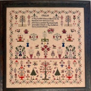Counted Cross Stitch Pattern, H W 1852, Reproduction Sampler, Biblical, Hymn, Running with Needles & Scissors PATTERN ONLY