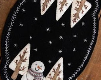 Wool Applique Pattern, I Love Snow, Table Mat, Wool Table Mat, Winter Decor, Primitive Decor, Stars, Primitive Gatherings, PATTERN ONLY