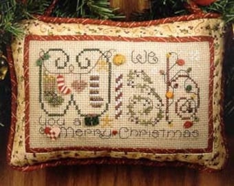 Counted Cross Stitch Pattern, Wish, Merry Christmas, Christmas Ornament, Pillow Ornament, Christmas WIsh, Shepherd's Bush, PATTERN ONLY