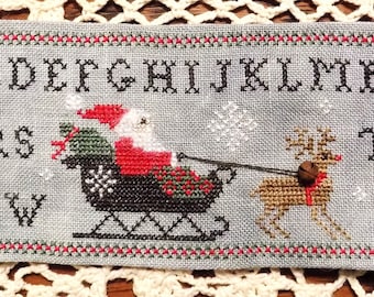 Counted Cross Stitch Pattern, Santa's Spool, Alphabet Sampler, Spool Series, Christmas Decor, The Nebby Needle, PATTERN ONLY