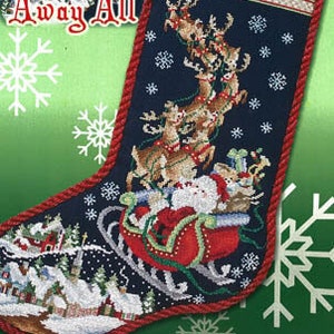 Counted Cross Stitch Pattern, Dash Away All, Christmas Stocking, Santa, Sled, Reindeer, Christmas Decor, Stoney Creek, PATTERN ONLY