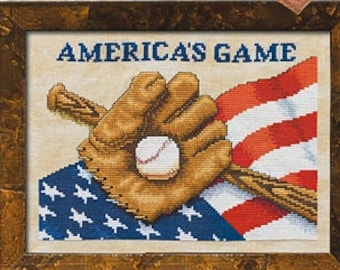 Counted Cross Stitch Pattern, America's Game, Patriotic Decor, Baseball, American Flag, Stars and Stripes, Stoney Creek, PATTERN ONLY