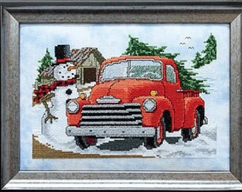 Counted Cross Stitch Pattern, Frosty's Favorite Truck, Pick Up Truck, Country Decor, Trees, Birds, Winter Decor, Stoney Creek, PATTERN ONLY