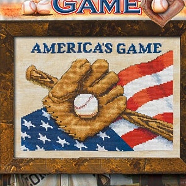 Counted Cross Stitch Pattern, America's Game, Patriotic Decor, Baseball, American Flag, Stars and Stripes, Stoney Creek, PATTERN ONLY