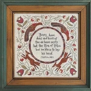 Counted Cross Stitch Pattern, Foxes Have Dens, Folk Art, Primitive, Early American Folk Art, Teresa Kogut, PATTERN ONLY