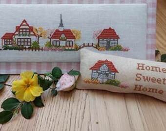 Counted Cross Stitch Pattern, Paesaggio di Primavera, Spring Landscape, Home Decor, Home Sweet Home, Serenita di Campagna, PATTERN ONLY