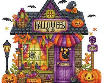 Counted Cross Stitch Pattern, Halloween Shop, Boutique Collection, Jacks, Bats, Needle Minder, Les Petites Croix de Lucie, PATTERN ONLY