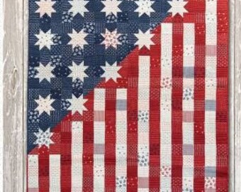 Quilt Pattern, Our Flag Stands for Freedom, Patriotic Decor, Twin Size Quilt, Mini Quilt, Primitive Gatherings, Lisa Bongean, PATTERN ONLY