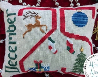 Counted Cross Stitch, December 25, It’s a Date, Christmas Ornament, Stockings, Reindeer, The Mindful Needle Designs, PATTERN ONLY