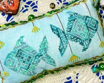 Counted Cross Stitch Pattern, Summer Fish, Summer Decor, Pillow Ornament, Bowl Filler, Water Scene, Yasmins Made With Love, PATTERN ONLY