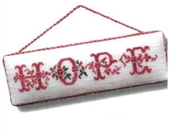 Counted Cross Stitch Pattern, Hope, Christmas Decor, Inspirational, Pillow Ornament, Christmas Ornament, JBW Designs, PATTERN ONLY