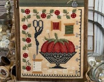 Counted Cross Stitch, Sewing Tomato, Pillow Ornament, Bowl Filler, Pincushion, Sewing Notions, Erin Elizabeth Designs, PATTERN ONLY