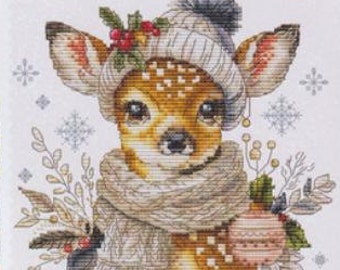 Counted Cross Stitch Pattern, Christmas Reindeer, Christmas Decor, Winter Decor, Needle Minder, Les Petites Croix de Lucie, PATTERN ONLY