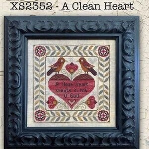 Counted Cross Stitch Pattern, A Clean Heart, Folk Art, Primitive, Early American Folk Art, Teresa Kogut, PATTERN ONLY