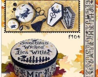Counted Cross Stitch Pattern, Something Wicked, Box & Smalls, Halloween Decor, Skeletons, Crows, Witches, Sue Hillis Designs, PATTERN ONLY