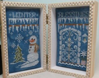 Counted Cross Stitch Pattern, Winter Blessings, Farmhouse Porch Scene, Winter Decor, Snowman, KiraLyn's Needlearts, PATTERN ONLY