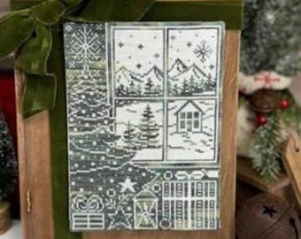 Counted Cross Stitch, Christmas Morning, Christmas Decor, Snowflakes, Trees, Country Snow Scene, Erin Elizabeth Designs, PATTERN ONLY
