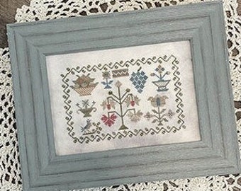 Counted Cross Stitch Pattern, Little Dutch Red Flower Sampler, Spring Decor, Spring Sampler, Flowers, From the Heart Needleart, PATTERN ONLY