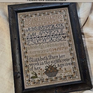 Counted Cross Stitch Pattern, Elizabeth Parr, Her Work, Reproduction Sampler, Alphabet Line Sampler, Shakespeare&#39;s Peddler, PATTERN ONLY