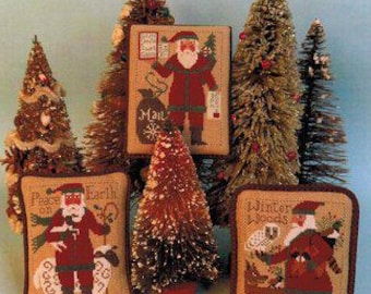 Counted Cross Stitch, Santas Revisited XII, Ornaments, Santas, Christmas, Woodland Animals, Christmas, The Prairie Schooler, PATTERN ONLY