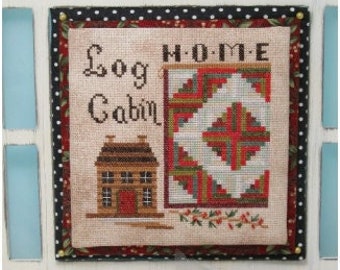 Counted Cross Stitch Pattern, Log Cabin, Country Chic, Christmas Decor, Holly Berries, Evergreens, Quilt, KiraLyn's Needlearts, PATTERN ONLY