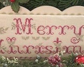 PRE-Order, Counted Cross Stitch Pattern, Merry Christmas, Pillow Ornament, Bowl Filler, Christmas Sampler, Holly Leaves, J B W, PATTERN ONLY