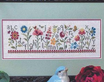 Counted Cross Stitch Pattern, Summer Alphabet Garden, Flower Motifs, Garden Decor, Bird, Bee, Jeannette Douglas Designs, PATTERN ONLY